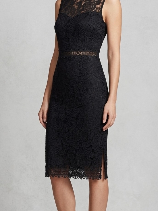 Bisou Bisou Dresses & Skirts - Bisou Bisou Black Lace Overlay Sheath Midi Dress Size 10